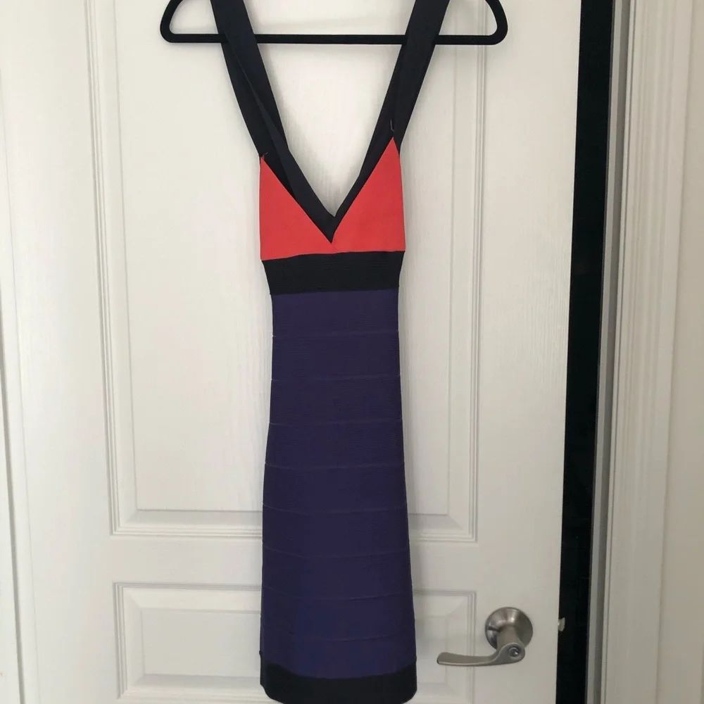 Herve Leger Purple and Orange Dress - Picture 4 of 7